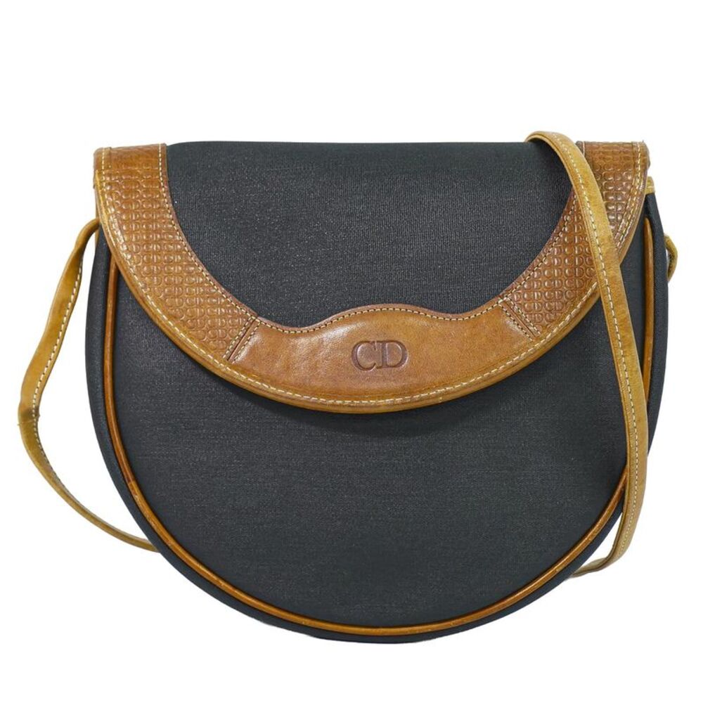 Christian Dior Cd Shoulder Bag Canvas And Leather Black Pvc Shoulder Bag Bag